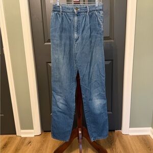 Vintage Lee High Rise Pinstripe Mom Jeans | 90s Tapered Denim